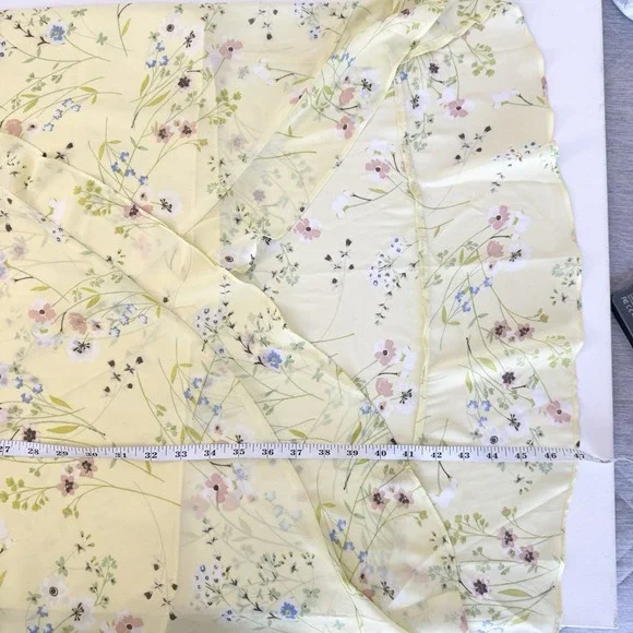 LOFT Floral High Low Wrap Midi Dress Size 12 Ruffle Yellow Feminine Dainty Sun - Picture 11 of 11